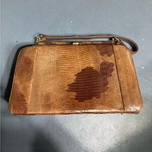 Vintage Brown Reptile Clutch Bag